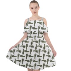 Cute Worm Sketchy Drawing Motif Pattern Cut Out Shoulders Chiffon Dress by dflcprintsclothing