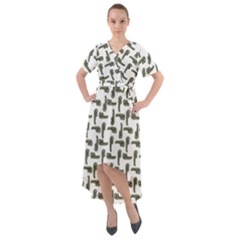 Cute Worm Sketchy Drawing Motif Pattern Front Wrap High Low Dress by dflcprintsclothing