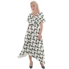 Cute Worm Sketchy Drawing Motif Pattern Cross Front Sharkbite Hem Maxi Dress by dflcprintsclothing