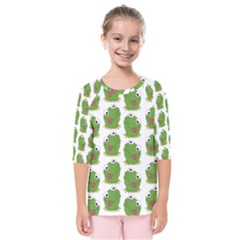 Kermit The Frog Pattern Kids  Quarter Sleeve Raglan Tee