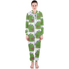 Kermit The Frog Pattern Hooded Jumpsuit (ladies)