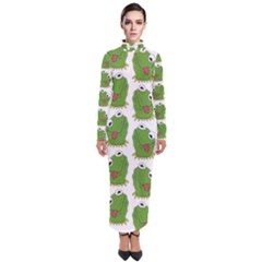 Kermit The Frog Pattern Turtleneck Maxi Dress