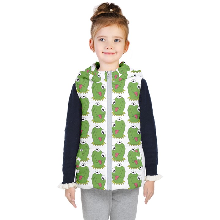 Kermit The Frog pattern Kids  Hooded Puffer Vest