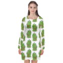 Kermit The Frog pattern Long Sleeve Chiffon Shift Dress  View1