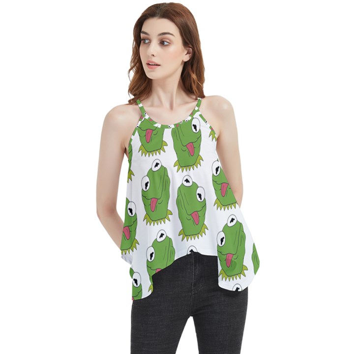 Kermit The Frog pattern Flowy Camisole Tank Top