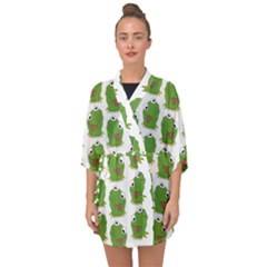 Kermit The Frog Pattern Half Sleeve Chiffon Kimono