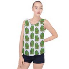 Kermit The Frog Pattern Bubble Hem Chiffon Tank Top