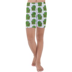 Kermit The Frog Pattern Kids  Lightweight Velour Capri Yoga Leggings