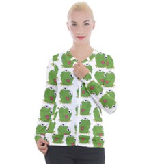 Kermit The Frog Pattern Casual Zip Up Jacket