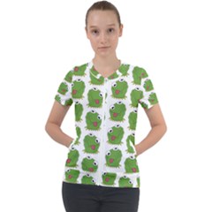 Kermit The Frog Pattern Short Sleeve Zip Up Jacket by Valentinaart