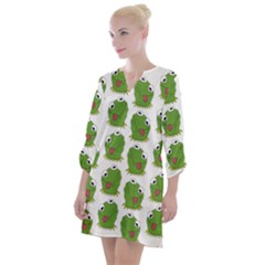 Kermit The Frog Pattern Open Neck Shift Dress by Valentinaart