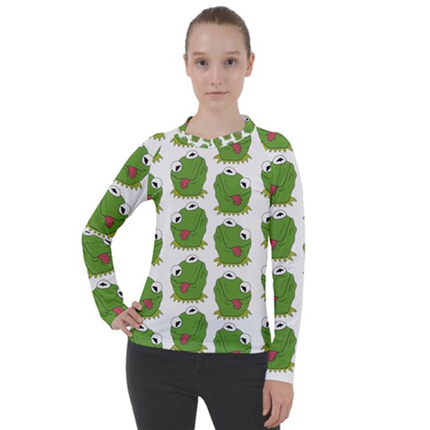 Kermit The Frog Pattern Women s Pique Long Sleeve Tee by Valentinaart