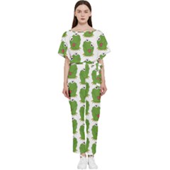 Kermit The Frog Pattern Batwing Lightweight Chiffon Jumpsuit by Valentinaart