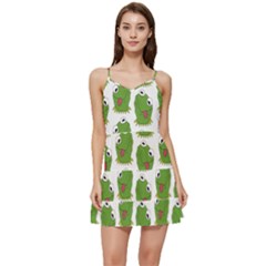 Kermit The Frog Pattern Short Frill Dress by Valentinaart