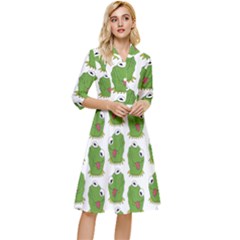 Kermit The Frog Pattern Classy Knee Length Dress by Valentinaart