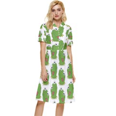 Kermit The Frog Pattern Button Top Knee Length Dress by Valentinaart