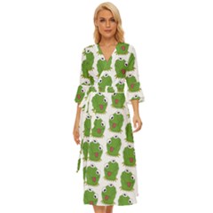 Kermit The Frog Pattern Midsummer Wrap Dress by Valentinaart