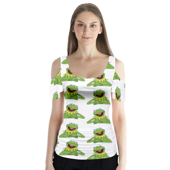 Kermit The Frog Butterfly Sleeve Cutout Tee 