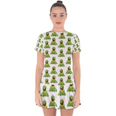 Kermit The Frog Drop Hem Mini Chiffon Dress by Valentinaart