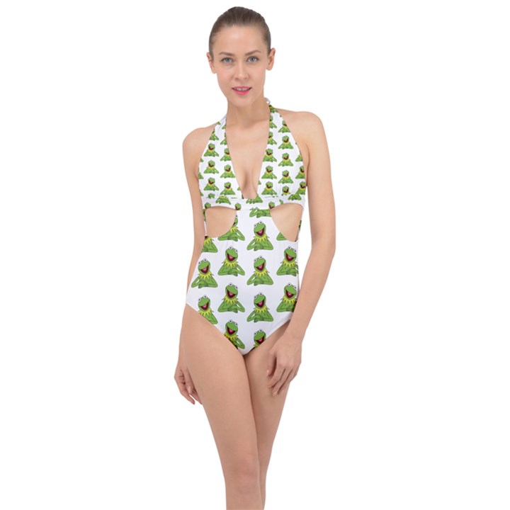 Kermit The Frog Halter Front Plunge Swimsuit