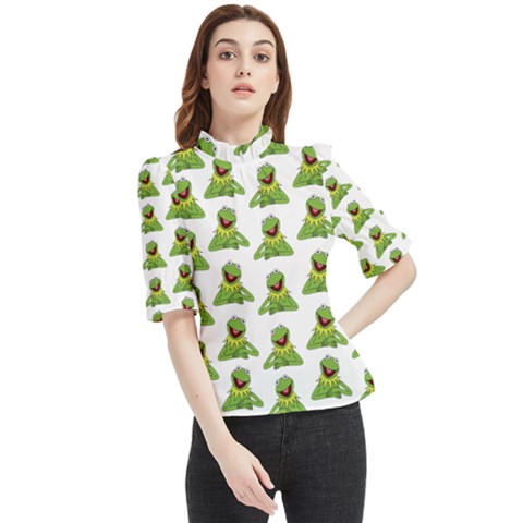 Kermit The Frog Frill Neck Blouse by Valentinaart