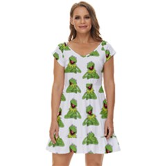 Kermit The Frog Short Sleeve Tiered Mini Dress by Valentinaart