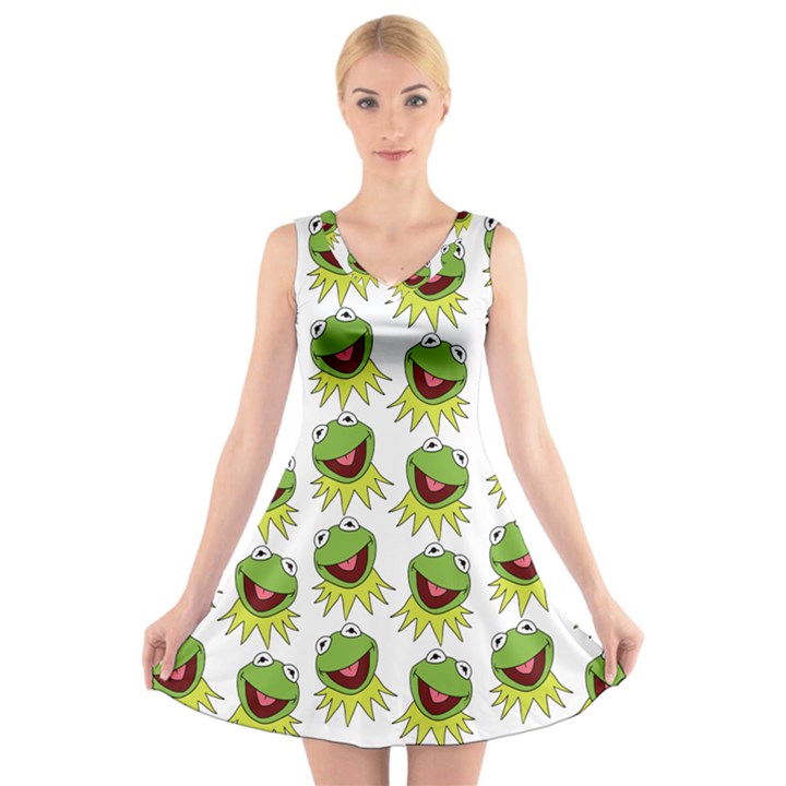 Kermit The Frog V-Neck Sleeveless Dress