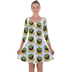 Kermit The Frog Quarter Sleeve Skater Dress by Valentinaart