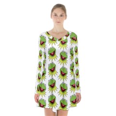 Kermit The Frog Long Sleeve Velvet V-neck Dress