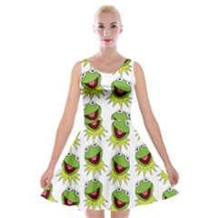 Kermit The Frog Velvet Skater Dress by Valentinaart