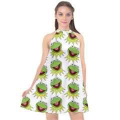 Kermit The Frog Halter Neckline Chiffon Dress  by Valentinaart