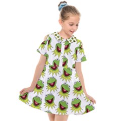 Kermit The Frog Kids  Short Sleeve Shirt Dress by Valentinaart