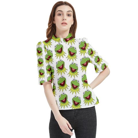 Kermit The Frog Frill Neck Blouse by Valentinaart