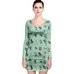 Insects Pattern Long Sleeve Bodycon Dress by Valentinaart