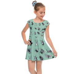 Insects Pattern Kids  Cap Sleeve Dress