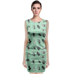 Insects Pattern Sleeveless Velvet Midi Dress