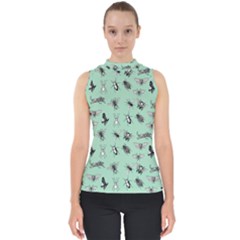 Insects Pattern Mock Neck Shell Top by Valentinaart