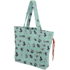 Insects Pattern Drawstring Tote Bag by Valentinaart