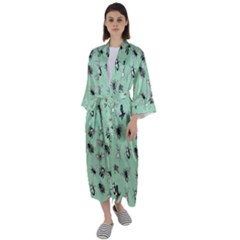 Insects Pattern Maxi Satin Kimono by Valentinaart