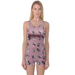 Insects pattern One Piece Boyleg Swimsuit