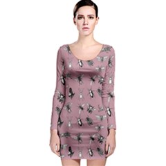 Insects pattern Long Sleeve Bodycon Dress