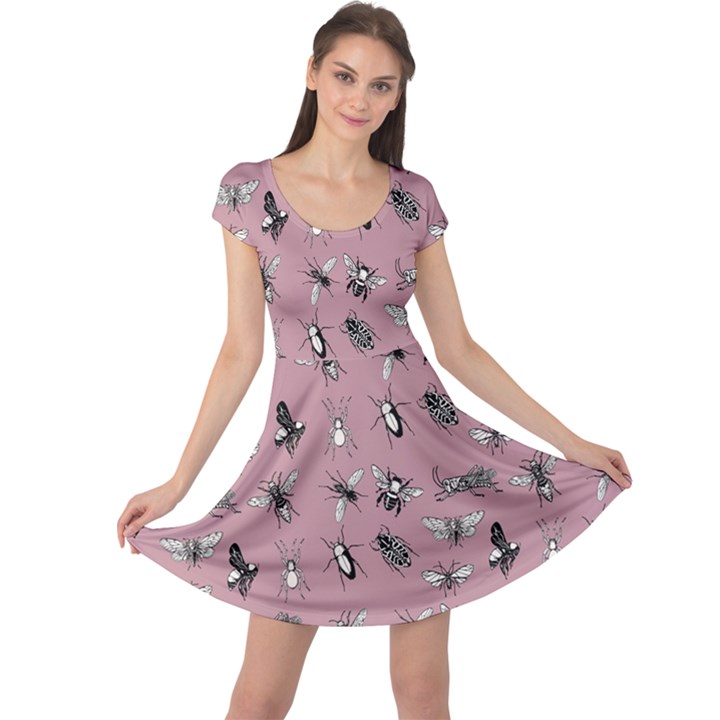 Insects pattern Cap Sleeve Dress