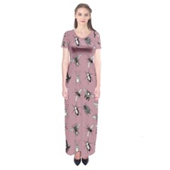 Insects pattern Short Sleeve Maxi Dress