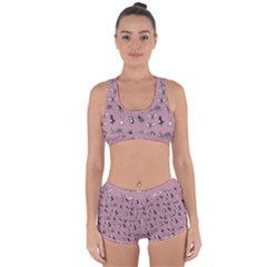 Insects pattern Racerback Boyleg Bikini Set