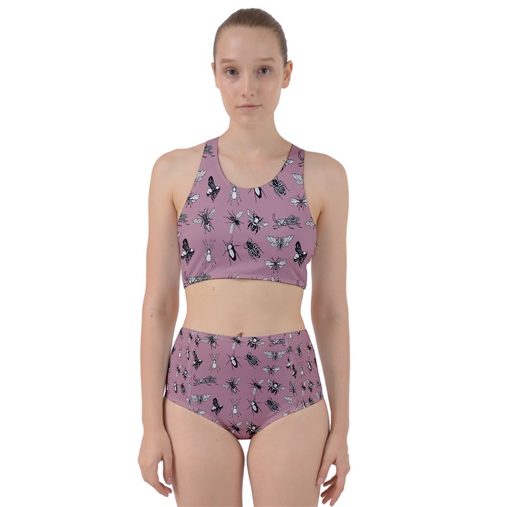 Insects pattern Racer Back Bikini Set