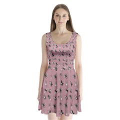 Insects Pattern Split Back Mini Dress 