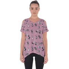 Insects pattern Cut Out Side Drop Tee