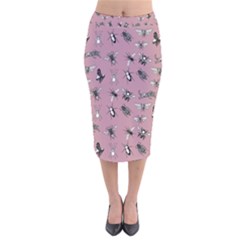 Insects pattern Velvet Midi Pencil Skirt