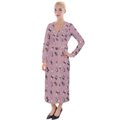 Insects pattern Velvet Maxi Wrap Dress