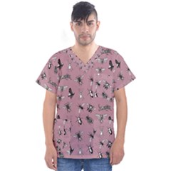 Insects pattern Men s V-Neck Scrub Top